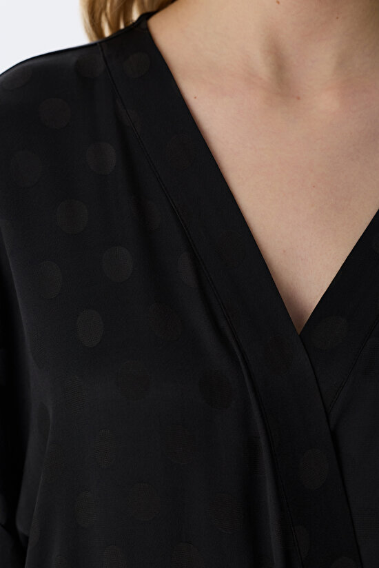 Siyah Lilah Saten Sabahlik - 4