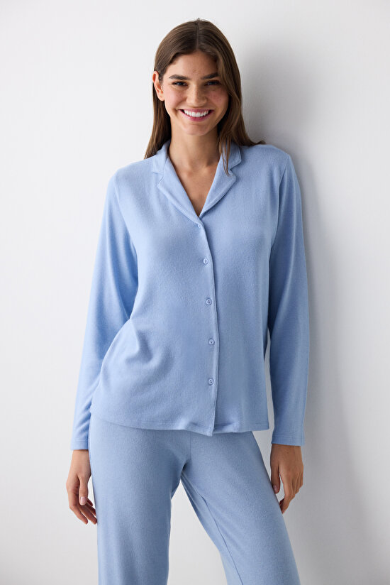 Emilia Blue Shirt Pant PJ Set - 3