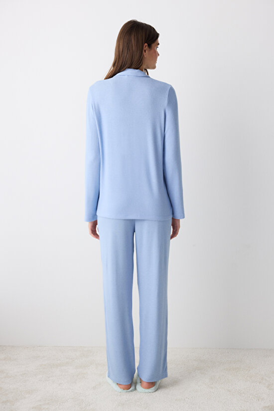 Emilia Blue Shirt Pant PJ Set - 5