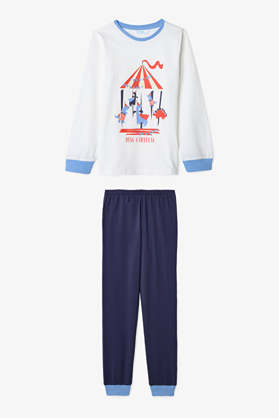 Erkek Çocuk Atlıkarınca Desenli Dino Carnaval Pamuklu 2'li Pijama Takımı - 3