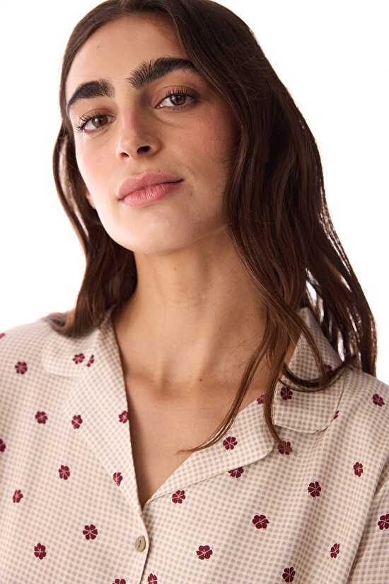 Çok Renkli Freya Printed Gömlek Pantolon Pijama Takımı - 2