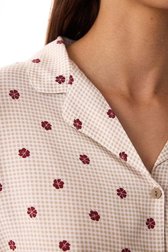 Çok Renkli Freya Printed Gömlek Pantolon Pijama Takımı - 3