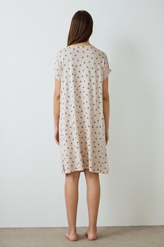 Penti Aging Collagen Floral Light Beige Nightdress - 4