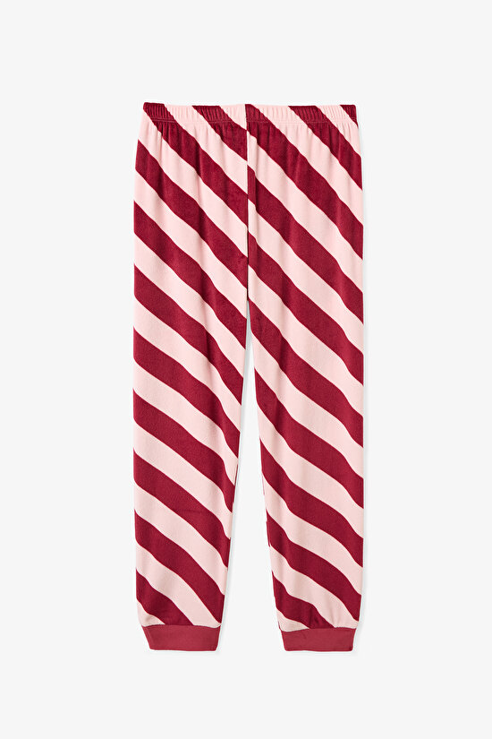 Gül Kurusu Kız Çocuk Çizgili Uzun Kollu Pijama Takımı - 5
