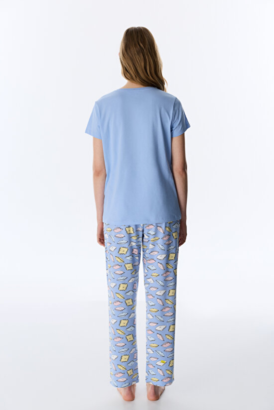 Blue Pillow Days Pants Pajama Set - 4