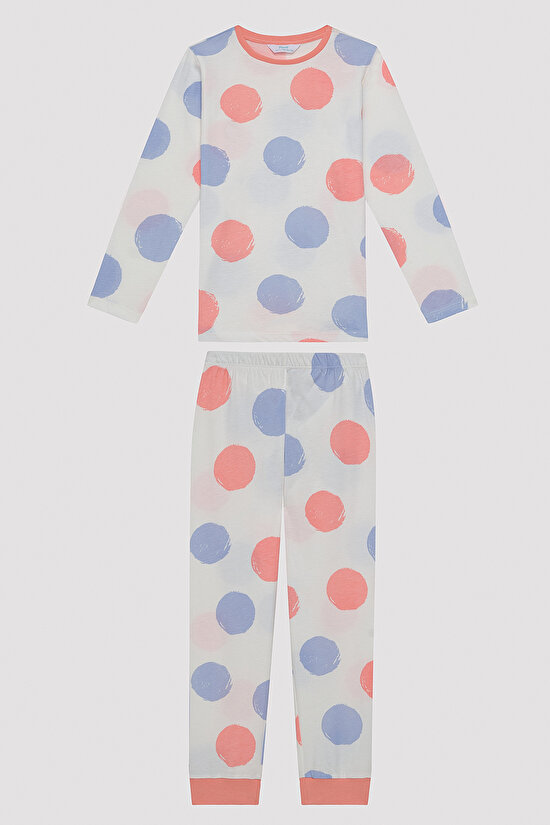 Kız Çocuk Big Dot Çok Renkli 2li Pijama Takımı - 5