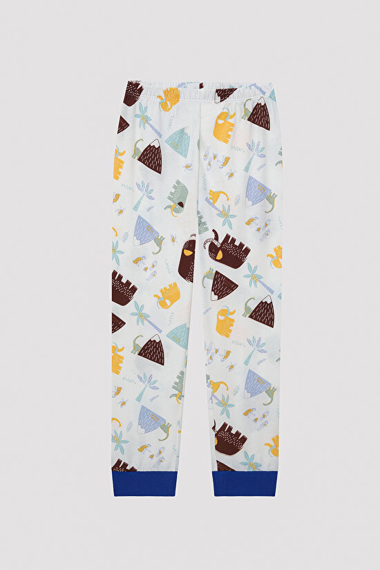 Erkek Çocuk Mamut Desenli Çok Renkli 2li Pijama Takımı - 7