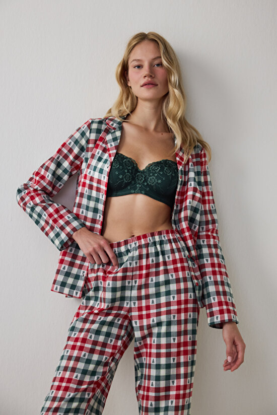 NY GINGHAM LS GÖMLEK PA, L, RD42 KIRMIZI