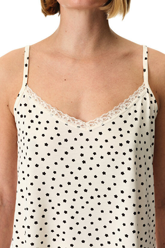 Bej Fleur Şortlu Pijama Takımı - 2