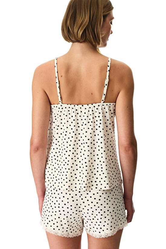 Bej Fleur Şortlu Pijama Takımı - 4