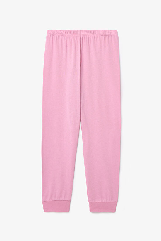 Kız Çocuk Furry Bunny Tavşan Baskılı Pamuklu Uzun Kollu 2'li Pijama Takımı - 4