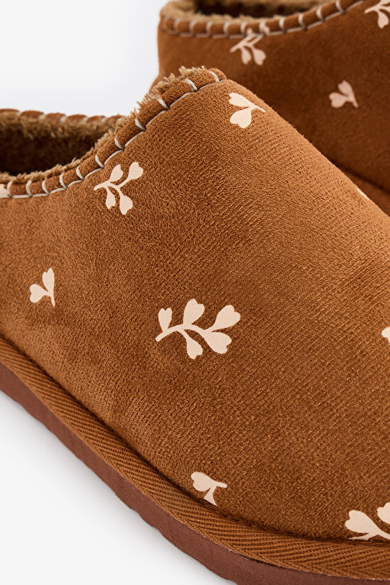 Brown Daisy Floral Slippers - 3