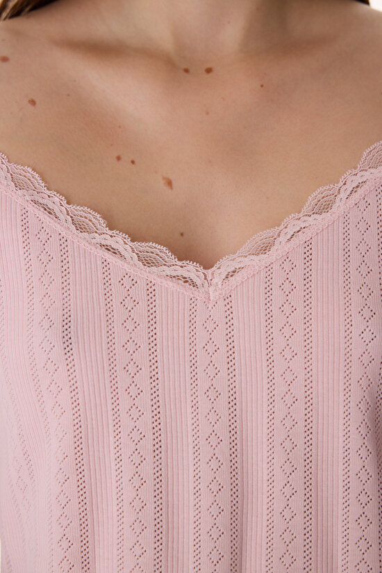 Pink Lotus Pointel Tank Pajama Top - 3