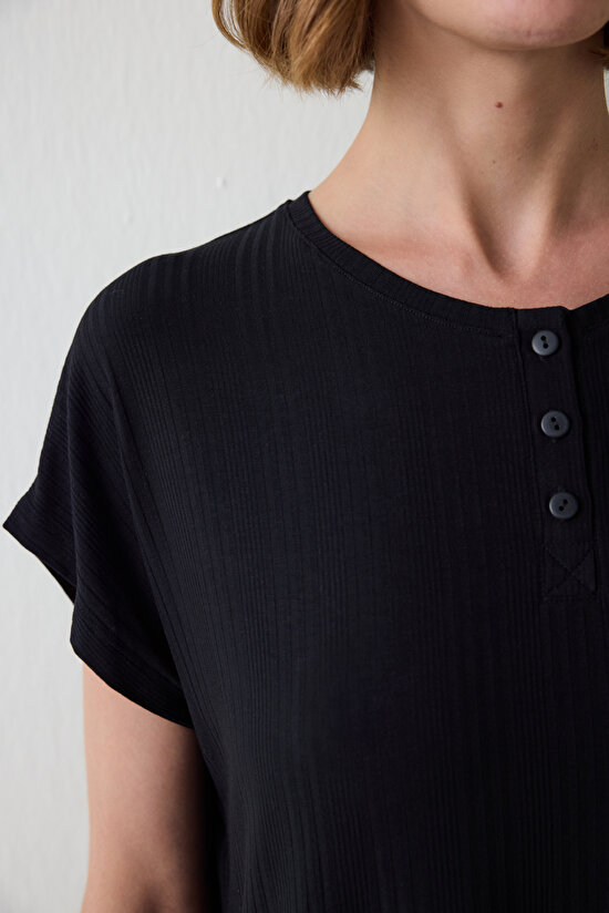 Black Weekend Time Crew Neck Short Sleeve Pajama Set Black Weekend Time Crew Neck Short Sleeve Pajama Set - 3