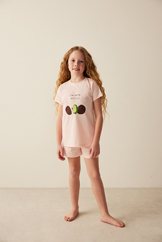 Kız Çocuk Avokado Baskılı Pijama Takımı - 1