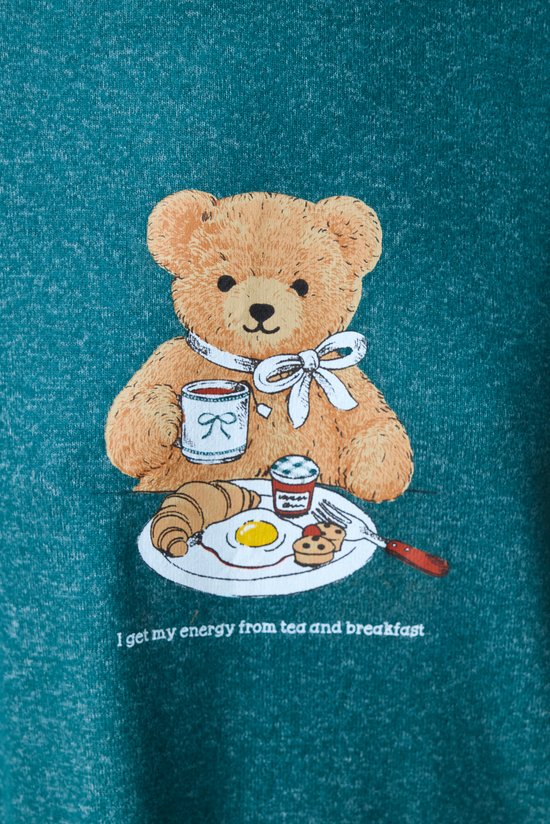 Yeşil Happy Bear Uzun Kollu Pijama Üstü - 3