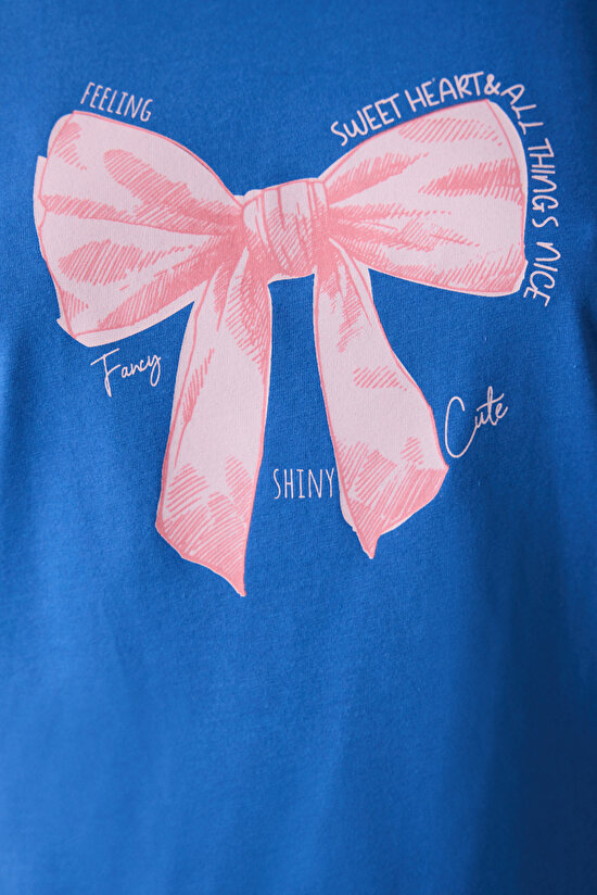 Fancy Bows Pant Blue PJ Set - 4