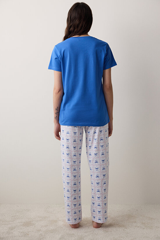 Fancy Bows Pant Blue PJ Set - 5
