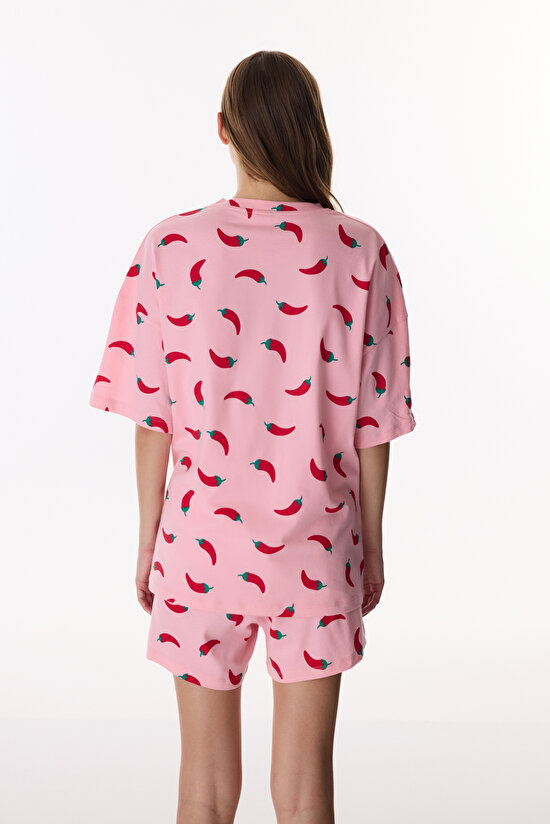 Pembe Chill Days Şortlu Pijama Takımı - 5
