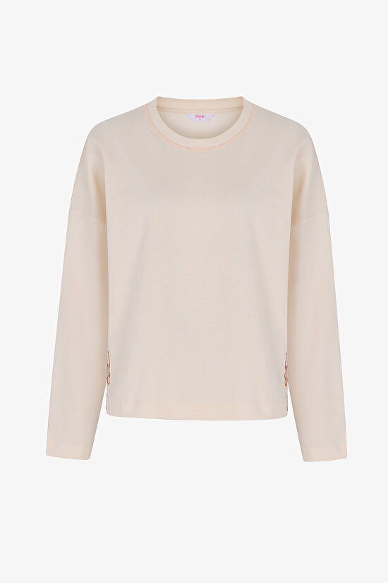 Ecru Quinn Long Sleeve Pyjama Top - 1