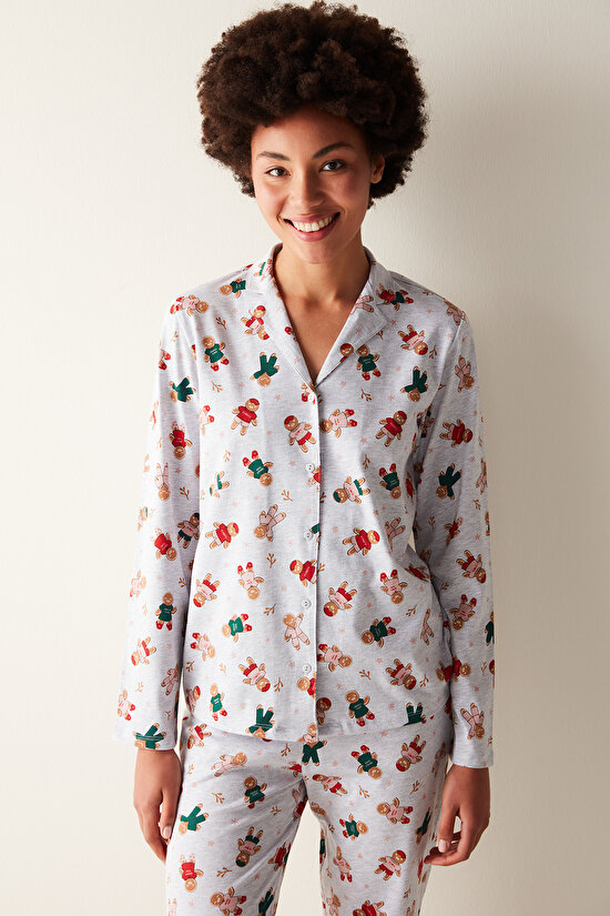 Gingerbread Long Sleeve Shirt PJ Set - 3