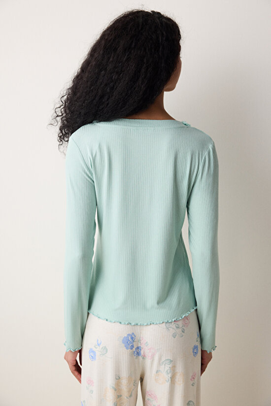 Marina Solid Tişört Açık Yeşil Pijama Üstü - 4