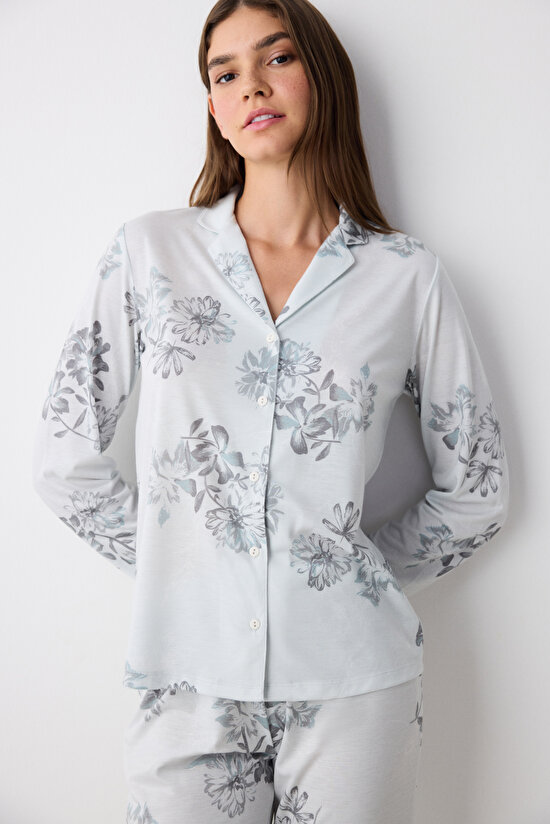 Camille Gömlek Pantolon Gri Pijama Takımı - 3