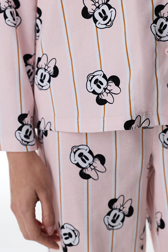 Pearl Pink Licensed Minnie Shirt & Pants Pajama Set - 3