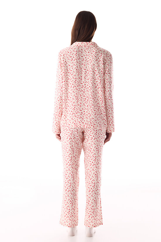 Çok Renkli Mini Hearts Gömlek Pantolon Pijama Takımı - 4