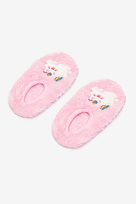 Pembe Kız Çocuk Daydream Kedi Desenli Ev Patiği - 4
