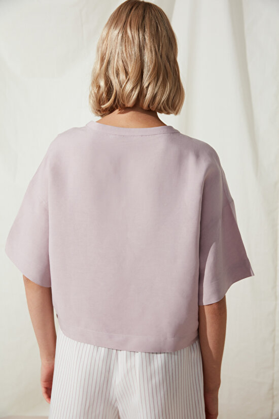 Brea Lilac Linen Tshirt PJ Top - 3