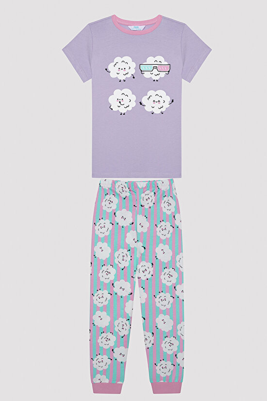 Kız Çocuk Popcorn Çok Renkli 2li Pijama Takımı - 2