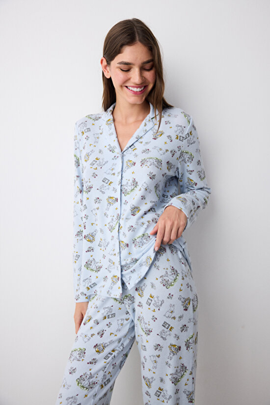 Lazy Weekend Light Blue Shirt Pant PJ Set Lazy Weekend Light Blue Shirt Pant PJ Set - 3