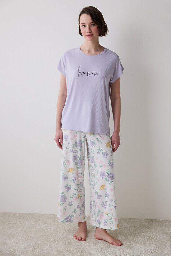 Love More Printed Pantolon Çok Renkli Pijama Altı - 3