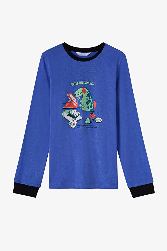 Erkek Çocuk Saks Pen Pals Uzun Kollu Pijama Takımı - 2