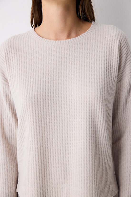 Alia Light Gri Sweatshirt Pijama Üstü - 3