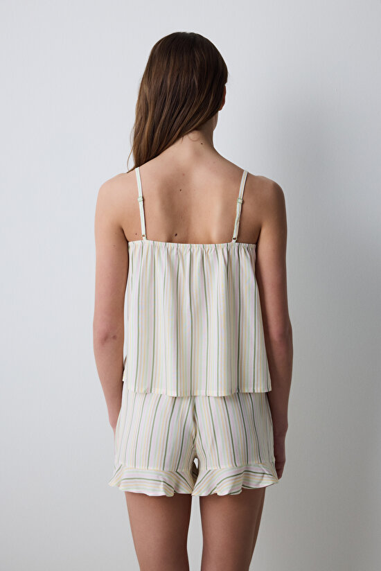 Cute Striped Şortlu Çok Renkli Pijama Takımı - 4