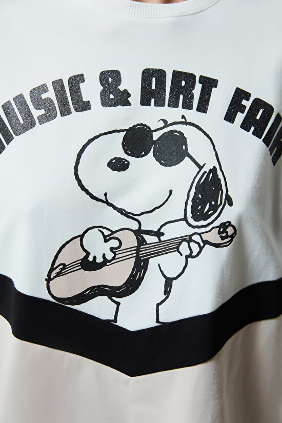 Çok Renkli Snoopy Music&Art Sweatshirt Pijama Üstü - 3