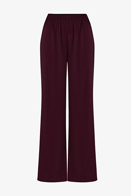 Burgundy Aurora Satin Floral Pyjama Bottoms - 3