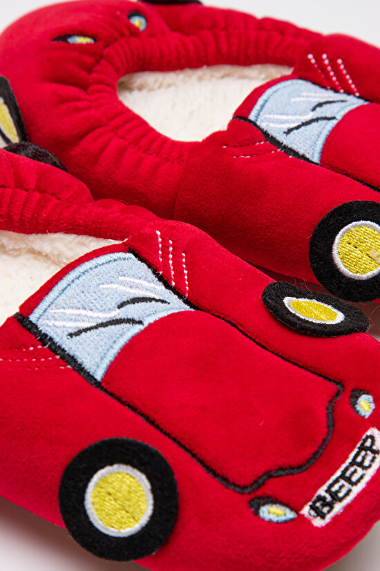 Kırmızı Erkek Çocuk Araba Desenli Patik Çorap - 1