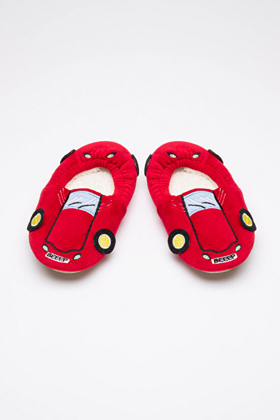 Kırmızı Erkek Çocuk Araba Desenli Patik Çorap - 2