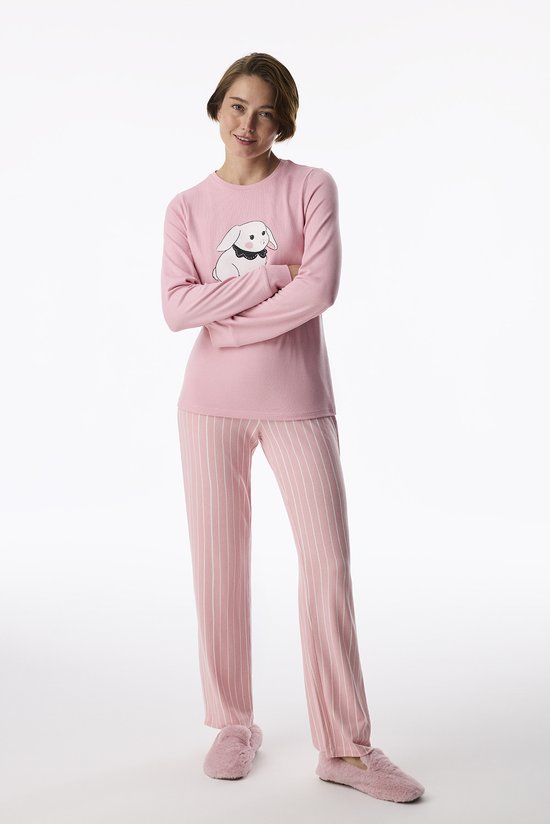 Pembe Stay Cozy Uzun Kollu Pantolon Pijama Takımı - 1