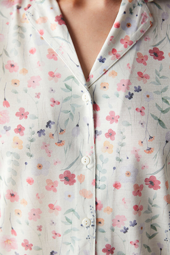 Spring Flowers Gömlek Pantolon Çok Renkli Pijama Takımı - 4