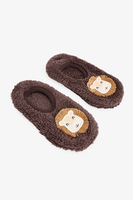 Brown Boys Lion Non-Slip Sole Home Slippers - 3