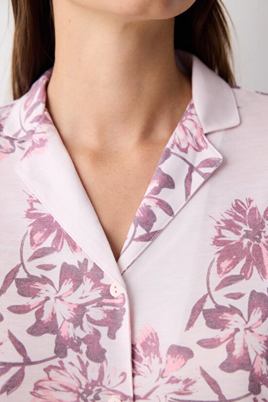 Naya Pembe Gömlek Pantolon Pijama Takımı - 4