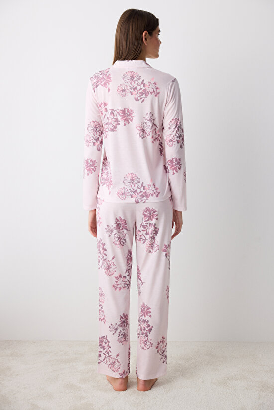Naya Pembe Gömlek Pantolon Pijama Takımı - 5