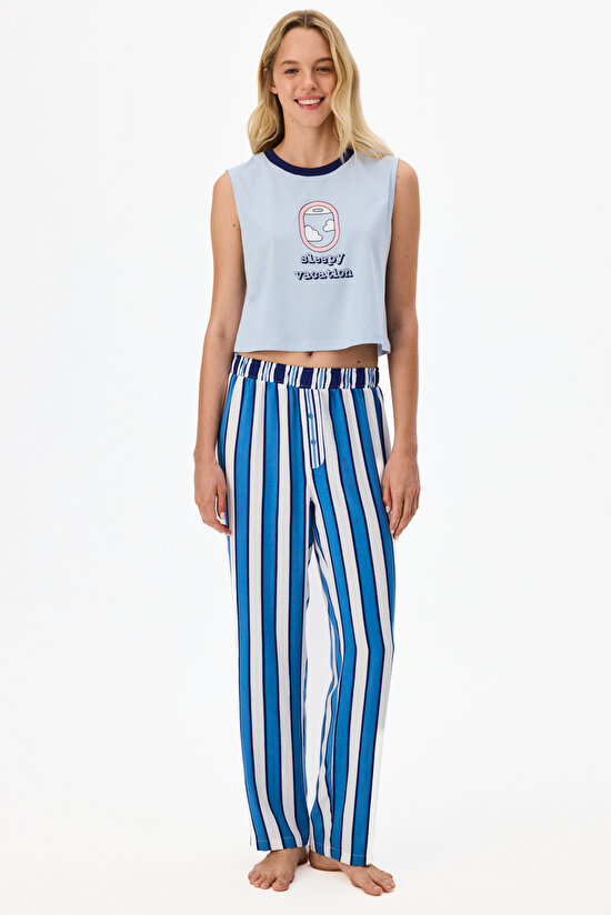 Blue Vacation Pyjama Tank Top - 1