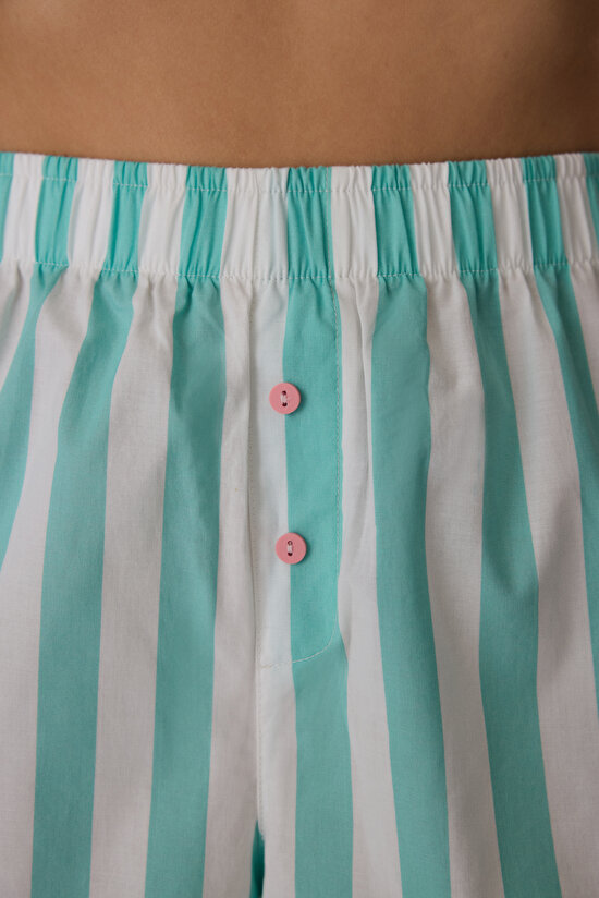 Mint Green Hailey Striped Shorts Pajama Bottom - 3