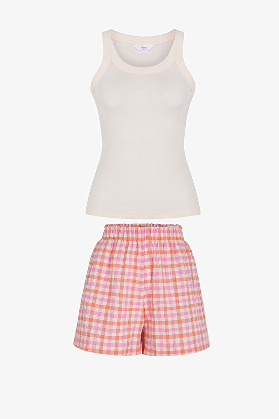 Pembe Solene Pamuklu Şortlu Pijama Takımı - 1