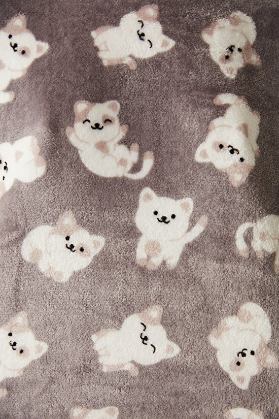 Sevimli Köpek Desenli Gri Pijama Takımı - 3